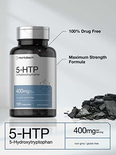 5HTP 400mg | 120 Capsules | 5-HTP Extra Strength Supplement | Non-GMO, Gluten Free HorbäachAu supplements