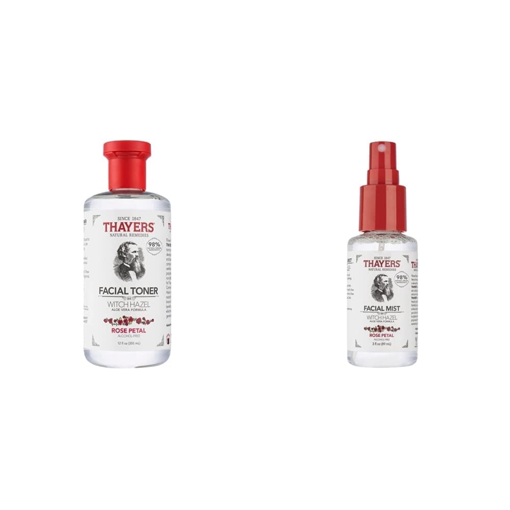 Thayers Alcohol-Free, Hydrating Rose Petal Witch Hazel Facial Toner 12 oz + 3oz THAYERSUS supplements