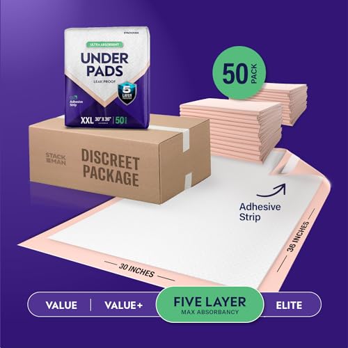 XXL Bed Pads, 5-Layer Disposable 30 x 36 Chucks Pee Pads for Incontinen Stack ManUS supplements