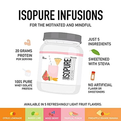 Isopure Protein Powder, Clear Whey Isolate Protein, Post Workout Recovery Drink Mix IsopureUS supplements