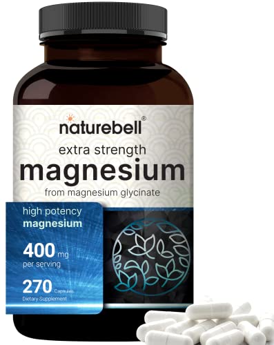 NatureBell Magnesium Glycinate 400mg (Elemental), 270 Capsules – 100% Chelated NatureBellAu supplements