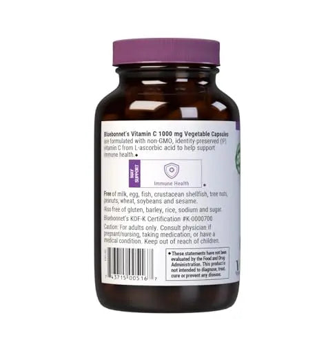 Bluebonnet Nutrition Vitamin C 1000 mg Vegetable Capsules, Ascorbic Acid, For Immune Health & Skin Health, Vegan, Vegetarian BlueBonnetAu supplements