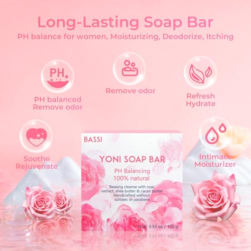 Yoni Soap Bars & Natural Yoni Oil Set, Natural Yoni Oil Vaginal Wash for Women Feminine Wash BASSIAu supplements