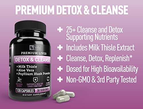 Véla Colon Cleanse & Liver Detox Formula Cleanse - 22 Herbs with Milk Thistle, Turmeric VélaUS supplements
