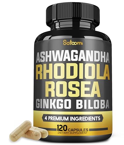 6050mg Rhodiola Rosea Supplement with Ashwagandha Root, Ginkgo Biloba & Black Pepper SatoomiUS supplements