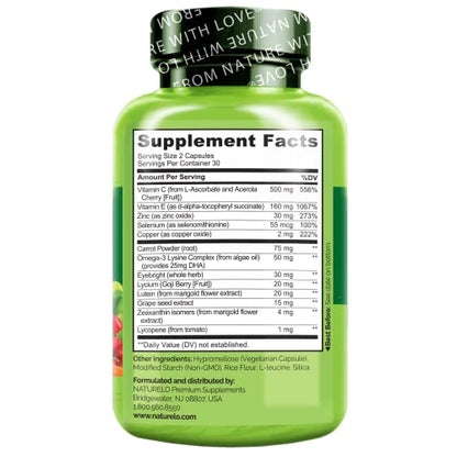 NATURELO Eye Vitamins - AREDS 2 Formula Nutrients with Lutein, Zeaxan NATURELOUS supplements