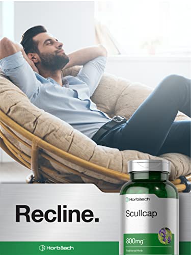 Scullcap Capsules | 800 mg | 200 Count | Max Potency, Value Size | Non-GMO and Gluten HorbäachAu supplements