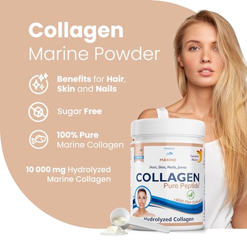 Swedish Nutra Powder Marine Collagen - Pack of 300g, 30 Day Supply | Minimize Fine Lines, Wrinkles & Improve Skin Elasticity | High Absorption Rate Swedish NutraAu supplements