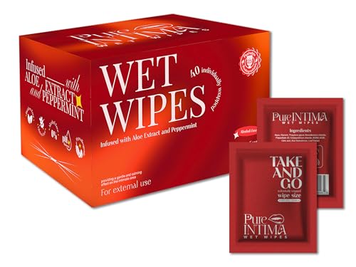 Feminine Wipes - Flushable Wet Wipes - Individually Wrapped 40 Units - pH Balanced- Alcohol-Free PureIntimaAu supplements