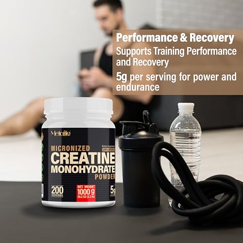 METALIFE 100% Pure Creatine Monohydrate Powder, Canada-Made, 1000 g (200 Servings) Micronized Powder, Muscle Growth, Unflavored, Ideal for Athletes & Fitness Enthusiasts, Third party lab tested, Vegan METALIFEAu supplements