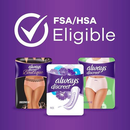 Always Discreet Adult Moderate Long Incontinence Pads, Up to 100% Leak Always DiscreetUS supplements