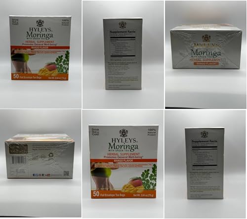 Hyleys Tea Moringa Oleifera with Mango Flavor - 50 Tea Bags (6 Pack - 300 Tea Bags total) (Miracle Tree Tea) HYLEYSUS supplements