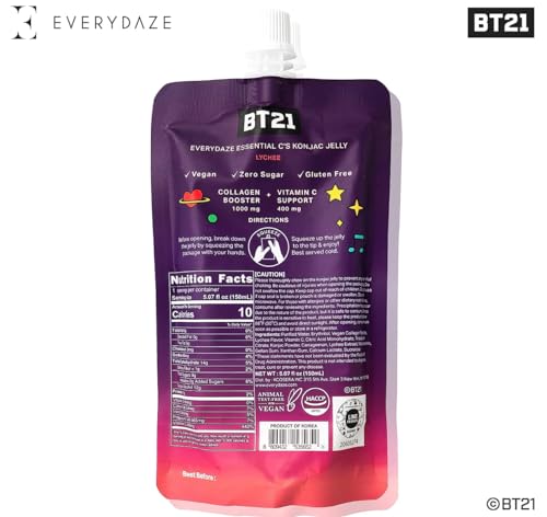 EVERYDAZE BT21 Essential C’s Collagen + Vitamin C Konjac Jelly | Vegan, 10 Calories E EVERYDAZEUS supplements