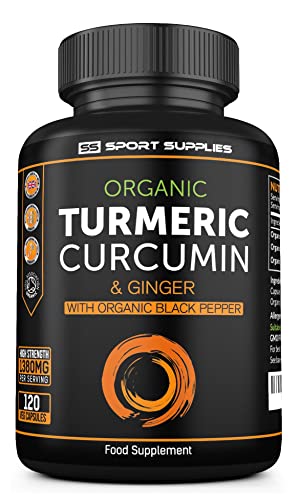 Organic Turmeric Capsules High Strength and Black Pepper with Active Curcumin SS Sport SuppliesUS supplements