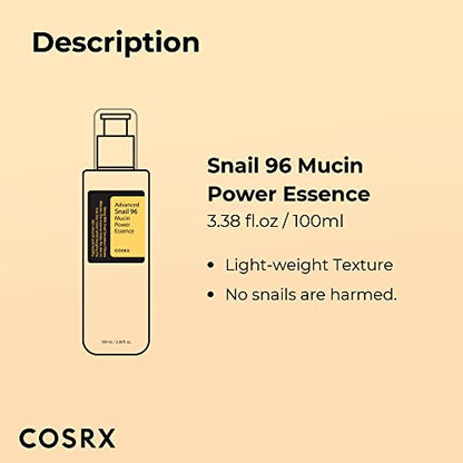 COSRX Snail Mucin 96% Power Repairing Essence 3.38 fl.oz 100ml COSRXUS supplements