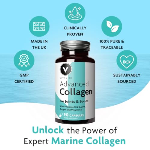 Premium Advanced Collagen Complex for Joint and Bone Health – High Strength Marine Collagen with Vitamin D3, Zinc, and Copper V VitaminiAu supplements