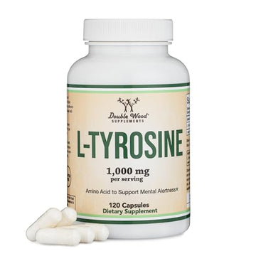 L-Tyrosine 1,000mg per Serving, 120 Veggie Capsules (L Tyrosine Supplement for Memory Double Wood SupplementsAu supplements