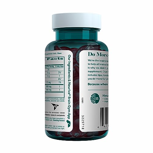 NEURIVA Original Brain Supplement for Memory, Focus & Concentration + Learning & Accuracy with Clinically Tested Nootropics Phosphatidylserine and Neurofactor, Strawberry Flavor, 50 Gummies NEURIVAAu supplements