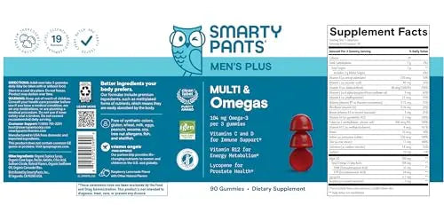 SmartyPants Men's Multivitamin Gummies - Improved Formula: Omega 3 (DHA/EPA), Methylfolate, Vitamin D3, C, Vitamin B12, B6, Vitamin A SmartyPantsAu supplements