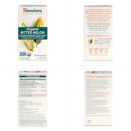 Himalaya Organic Bitter Melon for Glucose Metabolism, 660 mg, 60 Caplets, 1 Month Supply HimalayaUS supplements