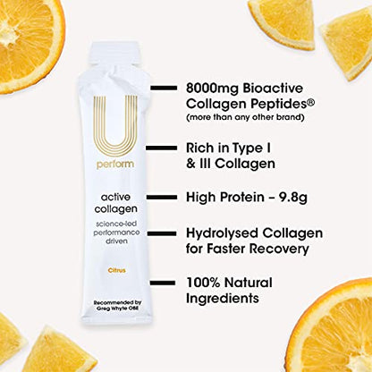 U Perform - Sports Muscle Recovery Supplement - High Protein Liquid Collagen Drink - Great for Joints Repair - Citrus Tasting and Natural Ingredients Based (8000mg) (14 sachets) U PerformUS supplements
