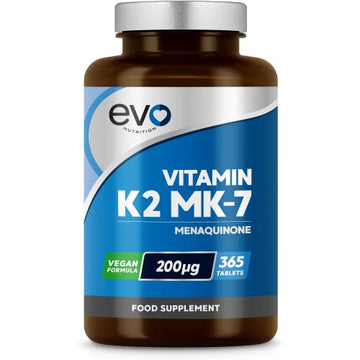 EVO NUTRITION Vitamin K2 MK-7 200mcg | 365 Vegetarian and Vegan Tablets EVO NUTRITIONUS supplements