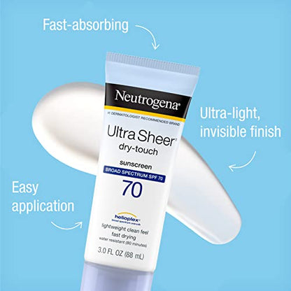 Neutrogena Ultra Sheer Dry-Touch Sunscreen Lotion, Broad Spectrum SPF 70 UVA/UVB NeutrogenaUS supplements