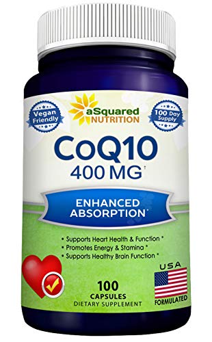 aSquared Nutrition CoQ10 (400mg Max Strength, 100 Veggie Capsules) - High Absorption aSquared NutritionUS supplements