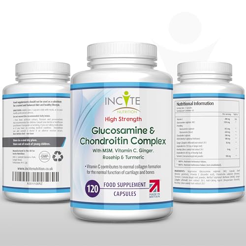Glucosamine and Chondroitin High Strength Complex with MSM, Vitamin C, Ginge Incite NutritionUS supplements
