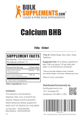 BulkSupplements.com Calcium BHB Powder - Beta-HydroxyButyrate Powder, BHB Supplement BULKSUPPLEMENTS.COMUS supplements