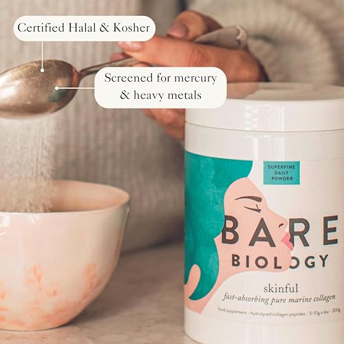 Bare Biology Collagen Powder, 300g/60 Servings - Skinful Pure Marine Collagen Supplement for Skin Bare BiologyAu supplements