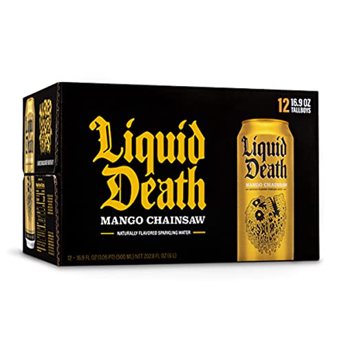 Liquid Death Flavored Sparkling Water with Agave, Mango Chainsaw, 16.9 oz Tallboys Liquid DeathUS supplements