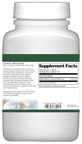 MSM - 450 mg (100 Capsules, ZIN: 510649) - 3 Pack TerravitaAu supplements