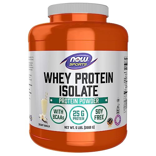 NOW Sports Nutrition, Whey Protein Isolate, 25 g With BCAAs, Creamy Vanilla Powder NOWUS supplements