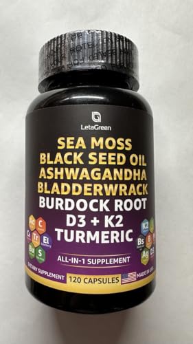 LetaGreen Irish Sea Moss Capsules – 120 Wildcrafted Sea Moss Pills with Black Seed Oil LetaGreenUS supplements