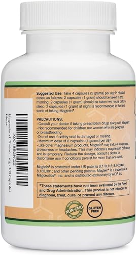 Magnesium L Threonate Capsules (Magtein) – High Absorption Supplement – Bioavailable Double Wood SupplementsUS supplements