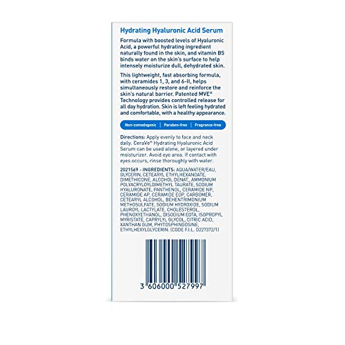 Cerave Hyaluronic Acid Serum for Face with Vitamin B5 and Ceramides CeraVeUS supplements