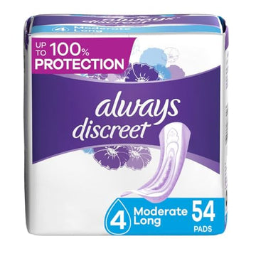 Always Discreet Adult Moderate Long Incontinence Pads, Up to 100% Leak Always DiscreetAu supplements