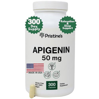 PRISTINE'S Apigenin Relaxation & Sleep Supplement Support - 50mg 300 Day Supply PRISTINE'SUS supplements