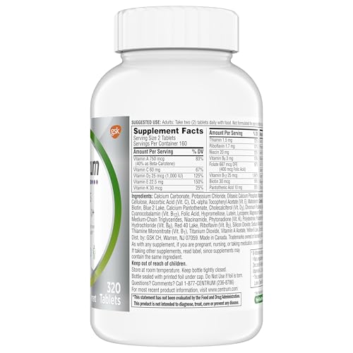 Centrum Minis Silver Multivitamin for Adults 50 Plus, Multimineral Supplement, Vitamin D3, B-Vitamins, Gluten Free, Non-GMO Ingredients CentrumAu supplements
