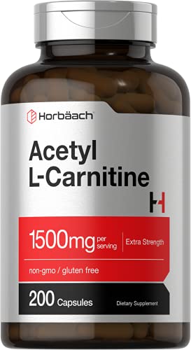 Acetyl L-Carnitine 1500mg | 200 Capsules | Extra Strength ALCAR Supplement | Non-GMO HorbäachUS supplements