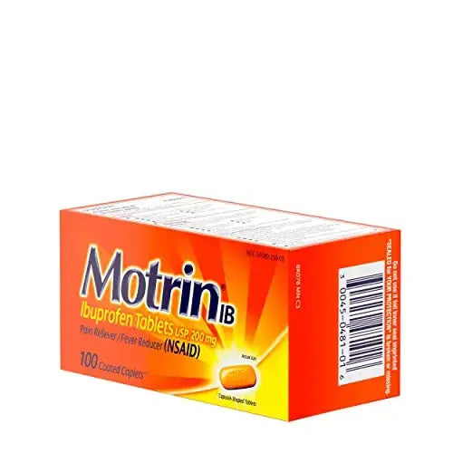 Motrin IB, Ibuprofen 200mg Tablets, Pain Reliever & Fever Reducer for Muscular Aches, Headache, Backache, Menstrual Cramps & Minor Arthritis Pain, NSAID, 100 Ct MotrinAu supplements