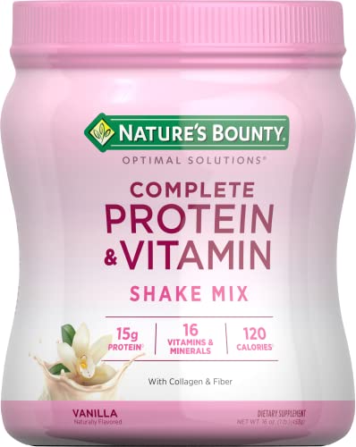 Nature's Bounty Complete Protein & Vitamin Shake Mix with Collagen & Fiber, Contains Nature's Bounty Optimal SolutionsUS supplements