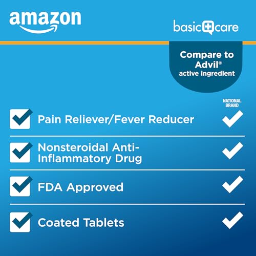 Amazon Basic Care Ibuprofen Tablets 200 mg, Pain Reliever/Fever Reducer, Body Aches Amazon Basic CareUS supplements
