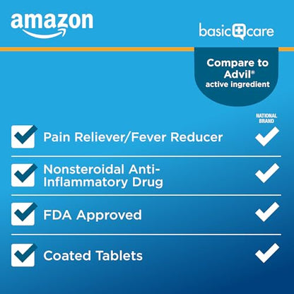 Amazon Basic Care Ibuprofen Tablets 200 mg, Pain Reliever/Fever Reducer, Body Aches Amazon Basic CareUS supplements