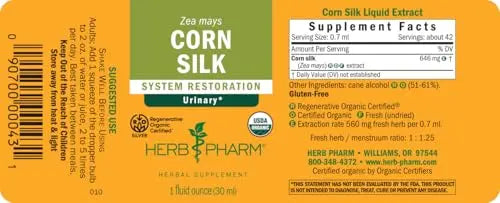Herb Pharm Certified Organic Corn Silk Liquid Extract for Urinary System Support, 1 Fl Oz Herb PharmAu supplements