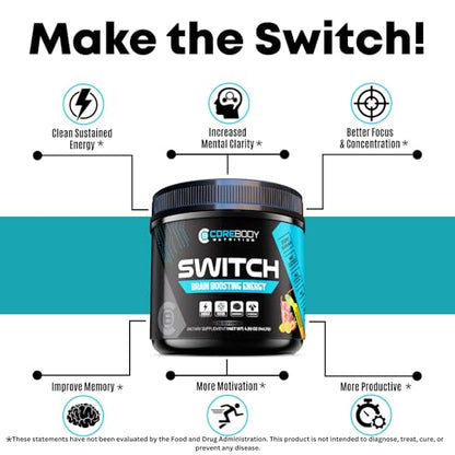 Switch, Brain Boosting Nootropic Energy Supplement, Increase Mental Focus & Cognitive CoreBody NutritionUS supplements
