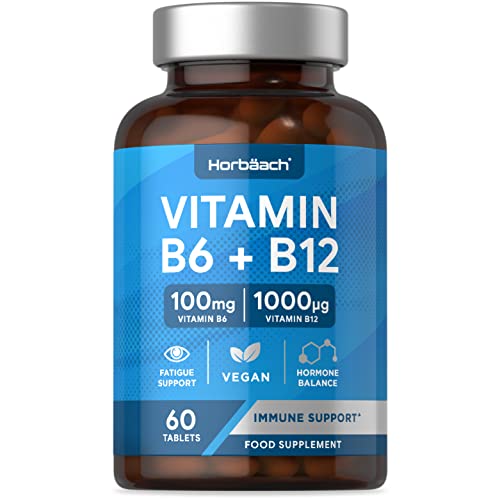 Vitamin B6 and B12 Tablets High Strength | 60 Count | with 100mg of Vitamin B6 HorbäachUS supplements