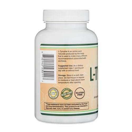 L-Tyrosine 1,000mg per Serving, 120 Veggie Capsules (L Tyrosine Supplement for Memory Double Wood SupplementsAu supplements