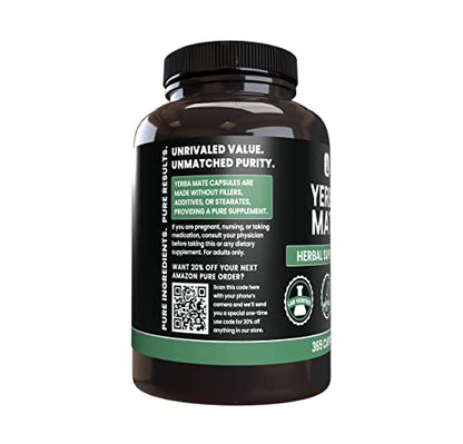 PURE ORIGINAL INGREDIENTS Yerba Mate (365 Capsules), No Magnesium Or Rice Fillers PURE ORIGINAL INGREDIENTSUS supplements
